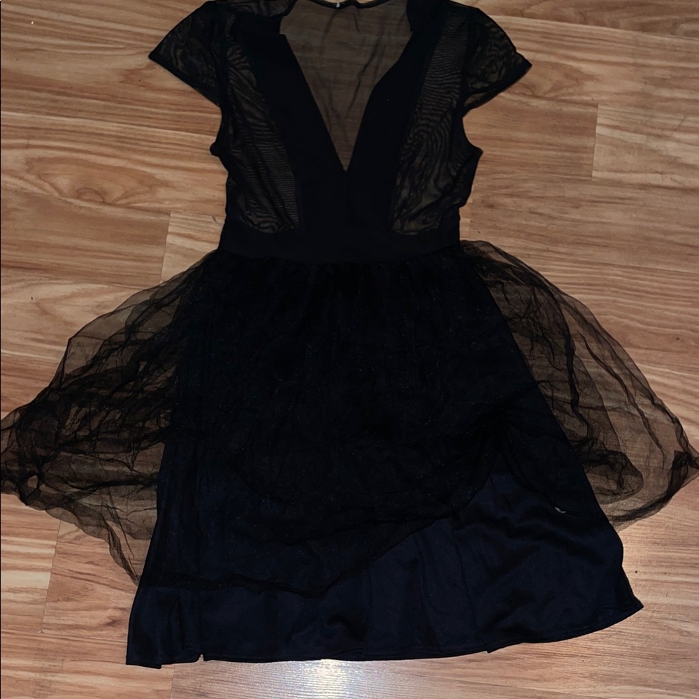 Elegant Black Mesh Dress